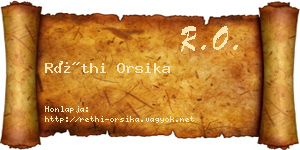 Réthi Orsika névjegykártya